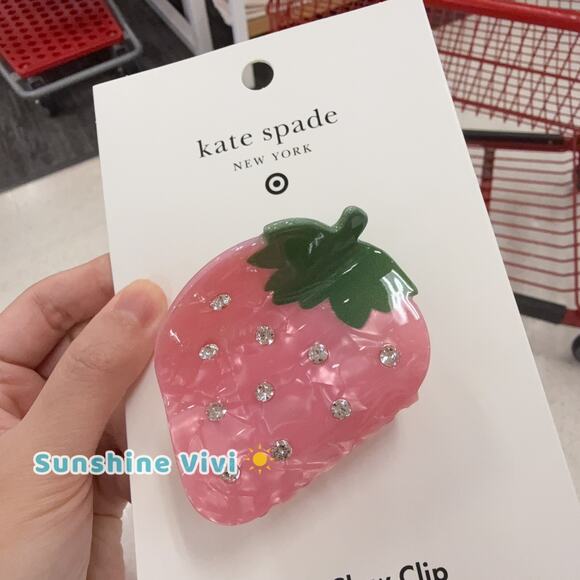 NWT Strawberry Hair Claw Clip kate spade new york x Target Pink SHIP FAST - Picture 2 of 3